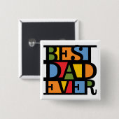 BESTE DAD EVER-toets Vierkante Button 5,1 Cm (Voorkant /achterkant)