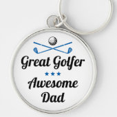 Beste Dad Fun Golfer Vaderdag Blue Set Sleutelhanger (Voorkant)