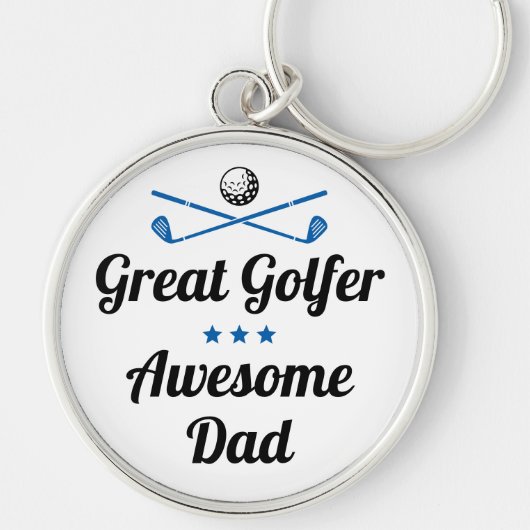 Beste Dad Fun Golfer Vaderdag Blue Set Sleutelhanger (Voorkant)