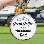 Beste Dad Fun Golfer Vaderdag Blue Set Sleutelhanger