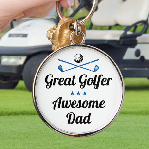 Beste Dad Fun Golfer Vaderdag Blue Set Sleutelhanger