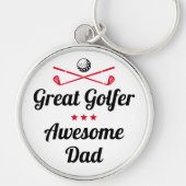 Beste Dad Fun Golfer Vaderdag Red Set Sleutelhanger (Voorkant)