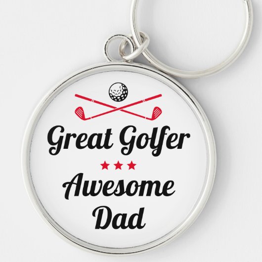 Beste Dad Fun Golfer Vaderdag Red Set Sleutelhanger (Voorkant)