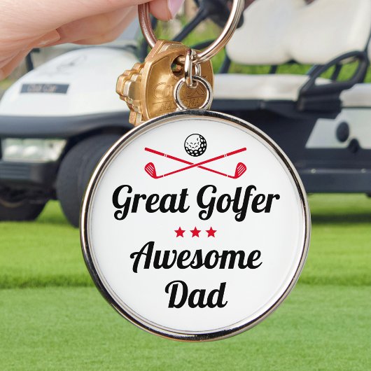 Beste Dad Fun Golfer Vaderdag Red Set Sleutelhanger