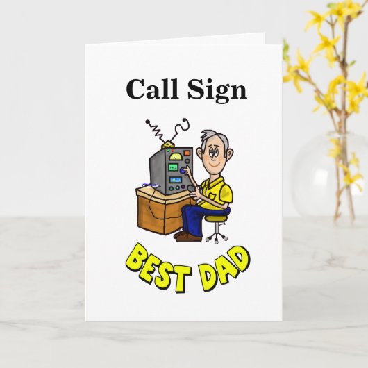 Beste Dad Ham Radio Vaderdag Kaart (Gele Bloem)