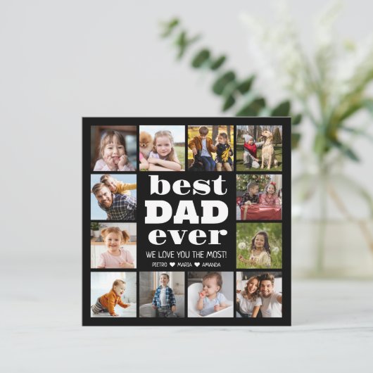 Beste DAD ooit 12 fotocollage Feestdagenkaart (Staand voorkant)
