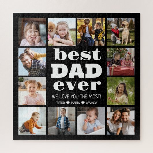 Beste DAD ooit 12 fotocollage Legpuzzel (Verticaal)
