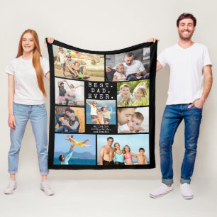 BESTE DAD OOIT 9 Fotocollage Gepersonaliseerd Fleece Deken