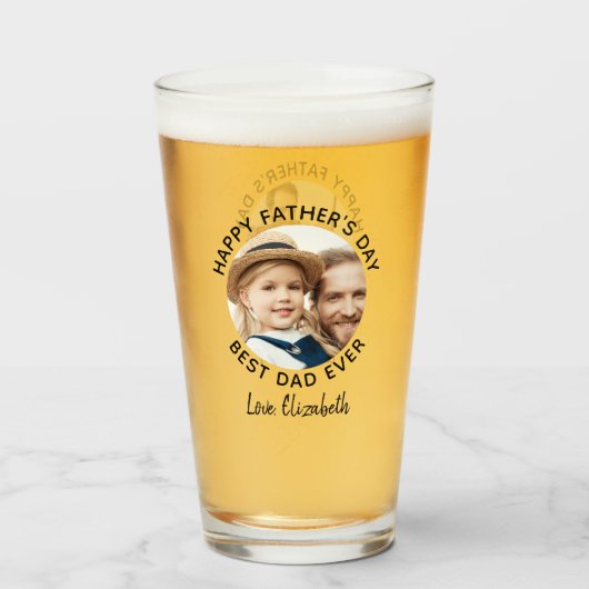 Beste DAD ooit, Aangepast 2 FotoHappy Vaderdag Glas (Achterkant gevuld)