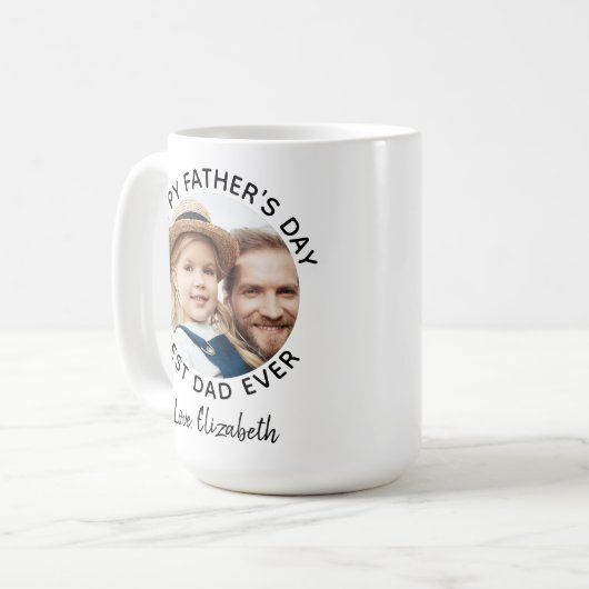 Beste DAD ooit, Aangepast 2 FotoHappy Vaderdag Koffiemok (Voorkant links)