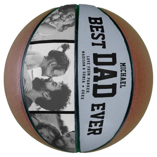 BESTE DAD OOIT Cool Trendy Unieke fotocollage Basketbal (Verticaal)