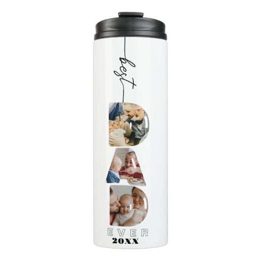 Beste DAD ooit Dad Letters 3 Foto's Collage Thermosbeker (Voorkant)