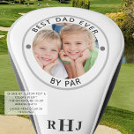 BESTE DAD OOIT DOOR PAR Photo Monogram Golfheadcover<br><div class="desc">Creëer uw eigen gepersonaliseerde, aangepaste foto golf hoofd cover voor de speciale golf-liefhebber vader met de bewerkbare grappige golf gezegde BEST DAD EVER BY PAR en gepersonaliseerd met zijn monogram en een afbeelding. WIJZIGINGEN: Verander de tekst lettertype stijl, kleur, grootte en plaatsing of cirkel lijst en stip kleuren in EDIT...</div>