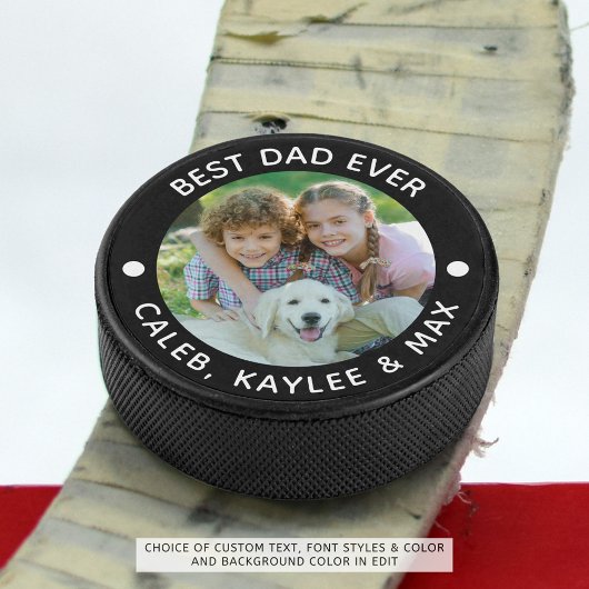 BESTE DAD OOIT Foto op maat van uw kleur Hockey Puck