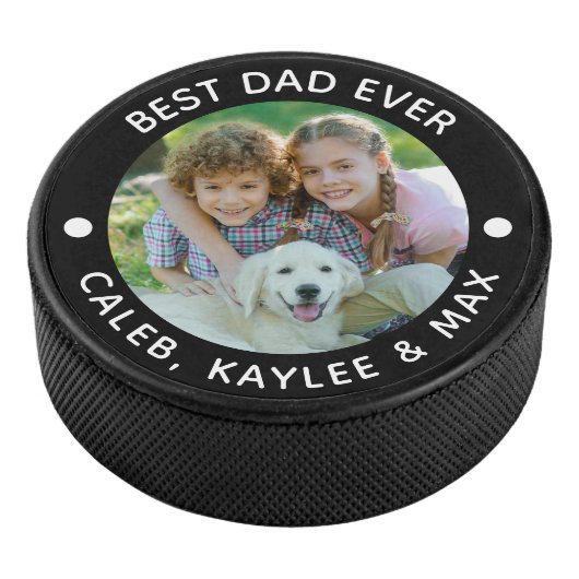 BESTE DAD OOIT Foto op maat van uw kleur Hockey Puck (3/4)