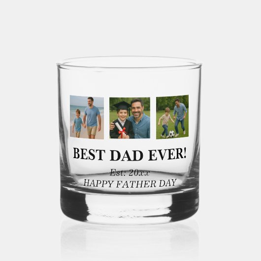 BESTE DAD OOIT - Gepersonaliseerde Vaderdag-foto Whisky Glas (Voorkant)