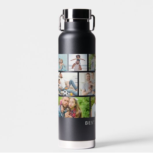 BESTE DAD OOIT Multi Photo Collage Modern Waterfles (Voorkant)