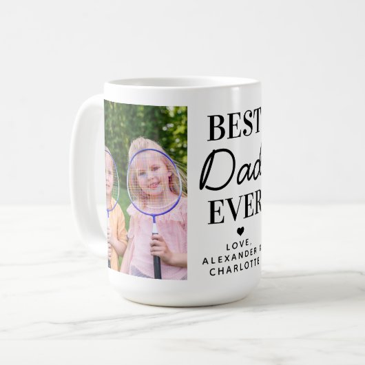 Beste DAD ooit Persoonlijk 2 Foto Vaderdag Koffiemok (Voorkant links)