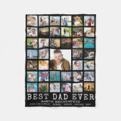 BESTE DAD OOIT Photo Collage Jouw tekst Black Fleece Deken (Voorkant)