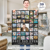 BESTE DAD OOIT Photo Collage Jouw tekst Black Fleece Deken