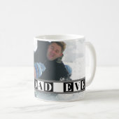 Beste DAD ooit typografie zwart, witte blokfoto Koffiemok (Voorkant rechts)