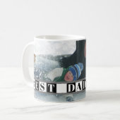 Beste DAD ooit typografie zwart, witte blokfoto Koffiemok (Voorkant links)