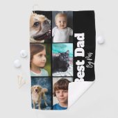 Beste Dad Six Photo Template Zwart-wit Golfhanddoek (Insitu)