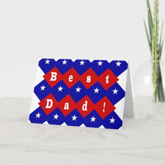 Beste Dad Stars & Diamonds Typografie Rood & Blauw Kaart (Voorkant)