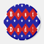 Beste Dad Stars & Diamonds Typografie Rood & Blauw Magneet (Voorkant)