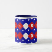 Beste Dad Stars & Diamonds Typografie Rood & Blauw Mok (Midden)