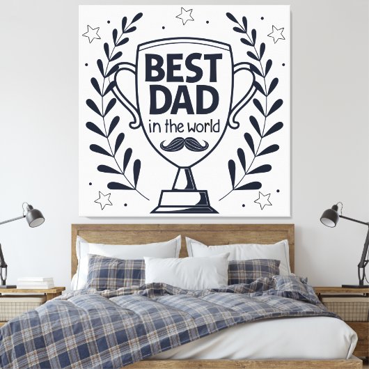 Beste Dad Trophy Design - Vaderdag cadeau Canvas Afdruk (Insitu (Slaapkamer))