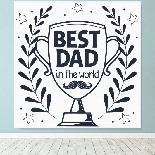 Beste Dad Trophy Design - Vaderdag cadeau Canvas Afdruk (Insitu (Houten vloer))