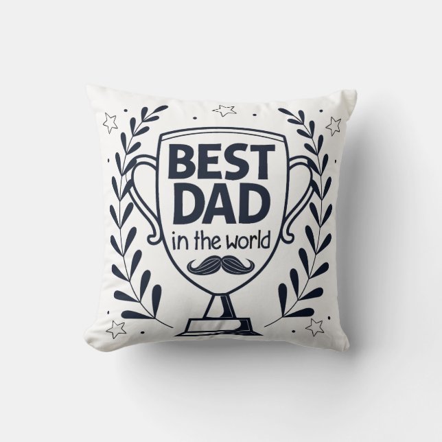 Beste Dad Trophy Design - Vaderdag cadeau Kussen (Voorkant)