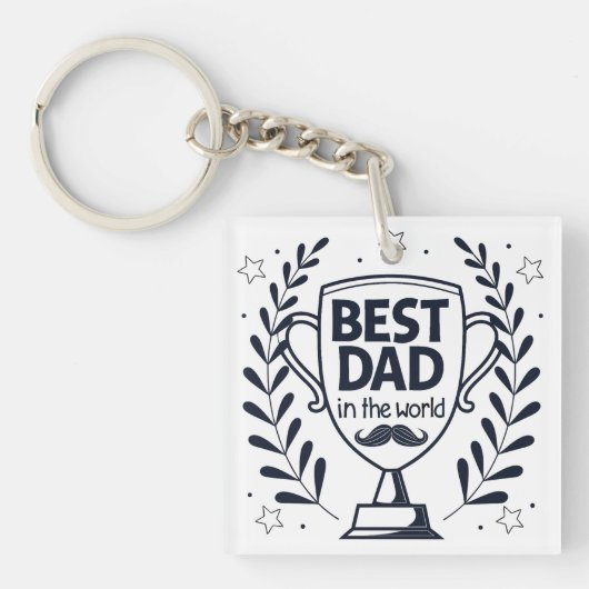 Beste Dad Trophy Design - Vaderdag cadeau Sleutelhanger (voorkant)