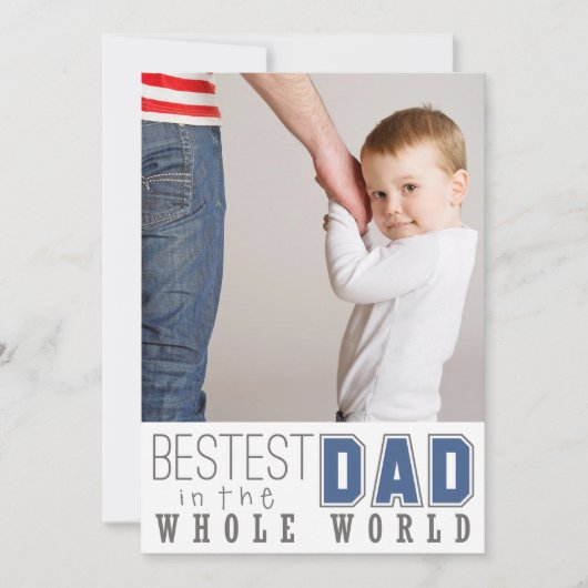 Beste Dad Vaderdag Flat Photo Card / Blauw Kaart (Voorkant)