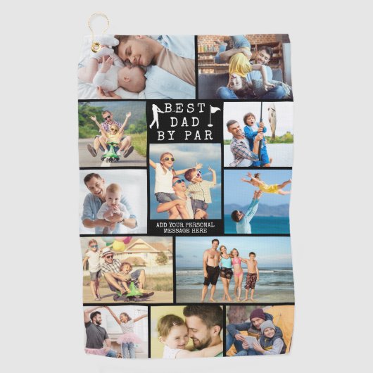 BESTE DAD VAN PAR 12 Foto Collage Persoonlijk Golf Golfhanddoek (Voorkant)