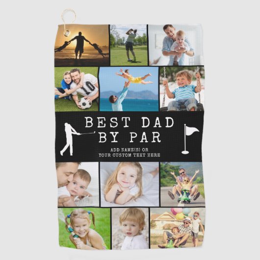 BESTE DAD VAN PAR 12 Foto-collage, speciaal aangep Golfhanddoek (Voorkant)