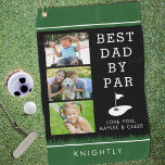 BESTE DAD VAN PAR 3 Foto-collage, speciaal geperso Golfhanddoek<br><div class="desc">Persoonlijke foto-golfhanddoek met 3 afbeeldingen voor de golfer-vader met het gesuggereerde, grappige, grappige, op golf gerichte gezegde BEST DAD BY PAR (of wijziging van je aangepaste tekst) in een bewerkbaar zwart, groen en wit kleurenschema. Voeg een naam, een monogram of een speciaal bericht onderaan toe. Maakt een groot geschenk voor...</div>