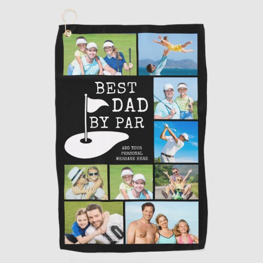 BESTE DAD VAN PAR 9 Foto-collage, speciaal geperso Golfhanddoek (Voorkant)