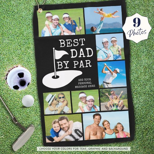 BESTE DAD VAN PAR 9 Foto-collage, speciaal geperso Golfhanddoek