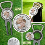BESTE DAD VAN PAR Foto gepersonaliseerd Divot Tool<br><div class="desc">Creëer een gepersonaliseerde flesopener met magnetische golfbalmarker en divot tool met uw foto en aangepaste tekst voor een golfer die u kent (de voorbeeldige shows BEST DAD BY PAR). Maakt een geweldige Vaderdag, papa verjaardag of vakantie cadeau. ASSISTENTIE: Voor hulp bij het aanpassen of personaliseren van het ontwerp, het veranderen...</div>