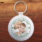 BESTE DAD VAN PAR Foto Golf Ball, gepersonaliseerd Sleutelhanger (Voorkant)