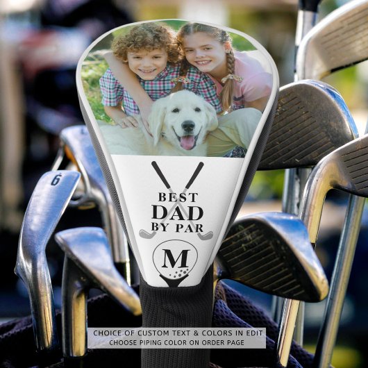 BESTE DAD VAN PAR Foto Monogram Black White Golfheadcover