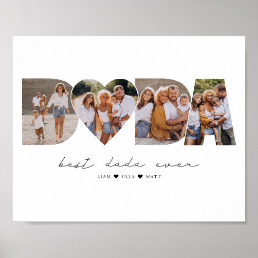 Beste Dada ooit 4 Fotocollage Eerste Vaderdag Poster (Voorkant)