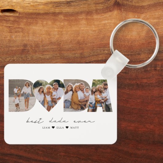 Beste Dada ooit 4 Fotocollage Eerste Vaderdag Sleutelhanger (Voorkant)