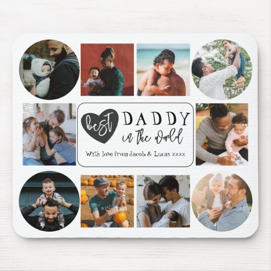 Beste Daddy 10 Fotocollage Vaderdag Muismat (Voorkant)