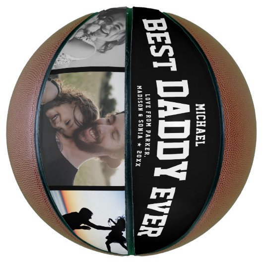 BESTE DADDY OOIT Cool Trendy Unieke fotocollage Basketbal (Verticaal)