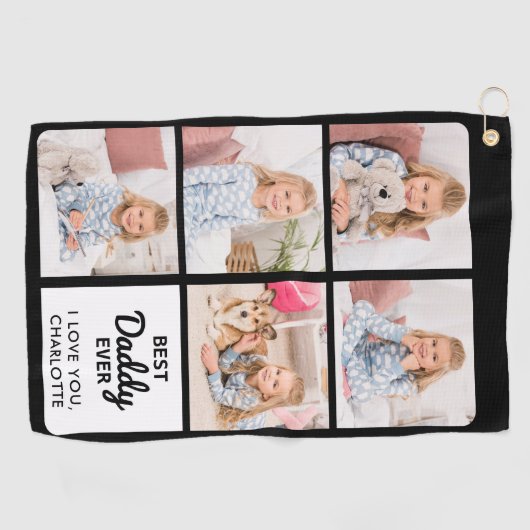 Beste DADDY ooit - Golfer - Persoonlijke 5 foto Golfhanddoek (Horizontaal)