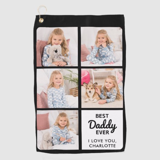 Beste DADDY ooit - Golfer - Persoonlijke 5 foto Golfhanddoek (Voorkant)