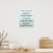 Beste dag bruiloft Datum Ja Dag Blauwgroen met Gol Poster (Keuken)